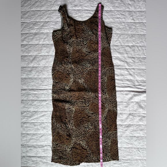 Vintage Tiger Leopard/Cheetah Print Crinkle Midi Dress Mobwife Maximalist -Large - Picture 11 of 11